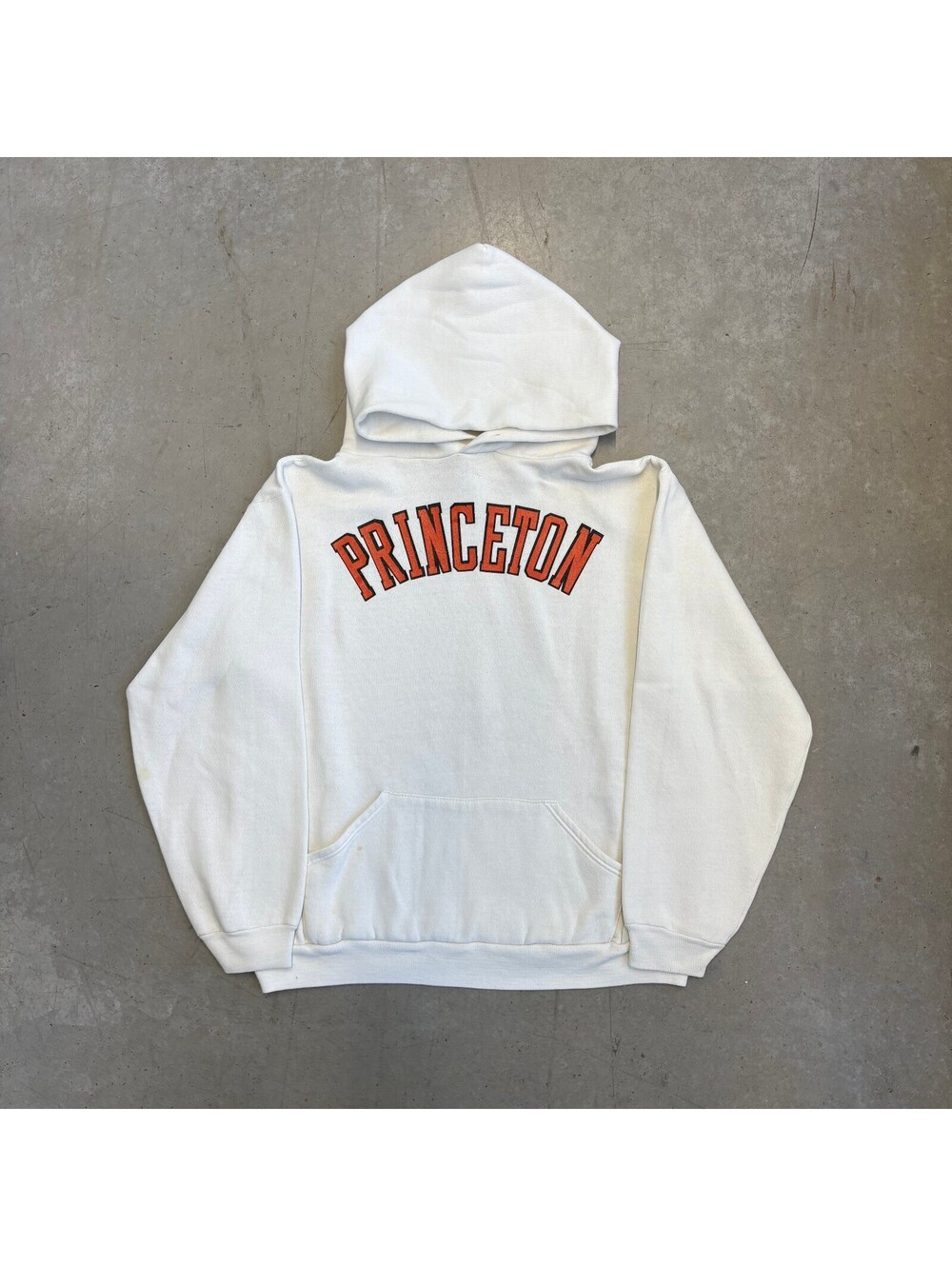 Vintage 70s Russell Athletic Princeton Spellout Graphic Hoodie Medium White